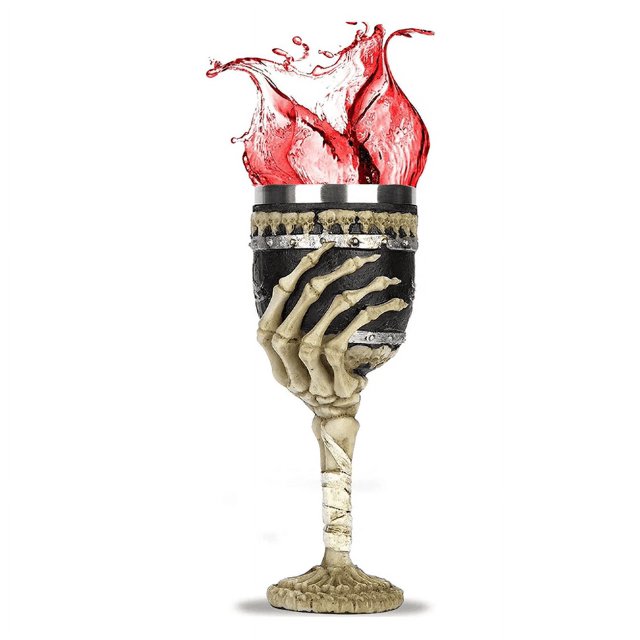 Taza de calavera de acero inoxidable, taza de cerveza medieval, taza de café de resina 3D, para bebida, café, cerveza, decoración de Halloween (Santo Grial)