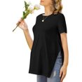 thumbnail image 3 of Ekouaer Women's Maternity Shirts Short Sleeve Pregnancy Tops Blouses Split Side Casual Crewneck Pregnant Tunic Tee, 3 of 5