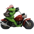 thumbnail image 5 of 10"L Born To Ride Patriotic USA Biker Frog Riding Red Chopper Motorcycle Statue, 5 of 7