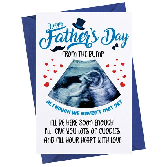 WaaHome Photo Insert Envelope Included Funny First Fathers Day From Partner, White