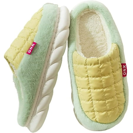 

PIKADINGNIS Furry Slippers Women Men Fluffy Warm Plush Thick Sole Slides Memory Foam Anti-Slip Winter Shoes