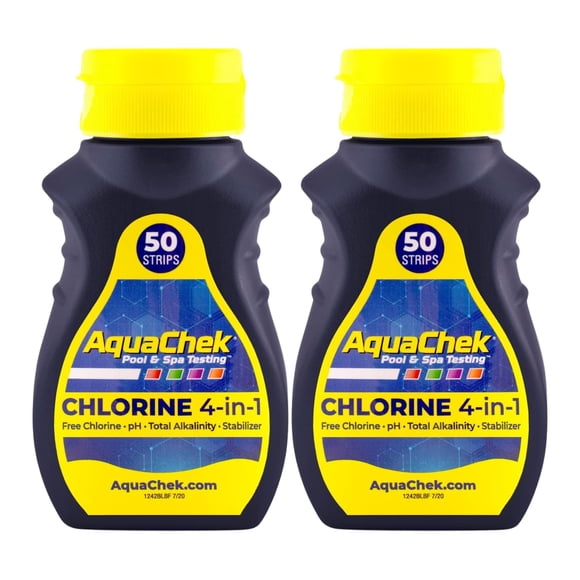 AquaChek 511244-02 Yellow 4-in-1 Free Chlorine Test Strips (2 Pack)