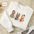 thumbnail image 2 of Cat Xmas Embroidered Sweatshirt, Meowy Christmas Embroidery Shirt, Cute Cat Mom Stitch Top, Holiday Cat Lover Gift for Women, 2 of 5