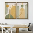 thumbnail image 2 of IDEA4WALL Framed Canvas Print Wall Art Set Yellow Green Polygons Abstract Shapes Boho Art Gometric Illustration Modern Decor Digital Art Bohemian Chic Artwork for Home Decor - Natural 24"x36"x2, 2 of 5