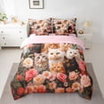 thumbnail image 2 of Castle Fairy Cartoon Floral Cats Bedding Comforter Set,Vintage Flowers Full Bedding Set, 2 of 8