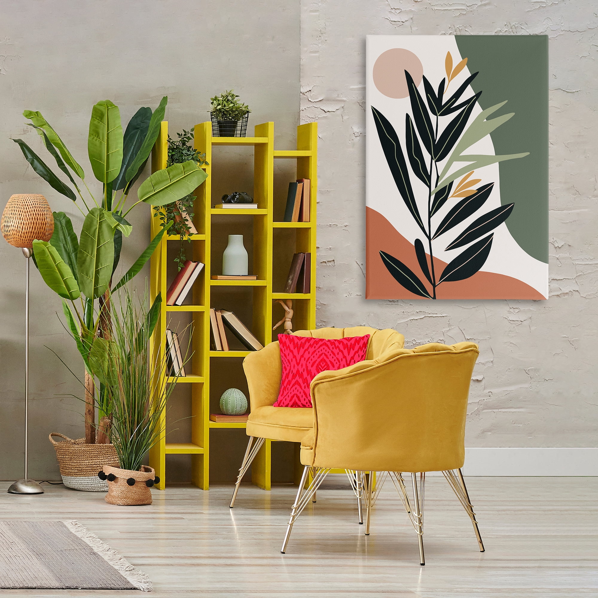 Stupell Industries Earthy Tropical Foliage Plants & Flowers Painting Wrapped Canvas Art Print Wall Art, 30 x 45