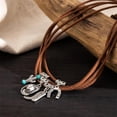 thumbnail image 6 of Layered Boho Western Choker Necklace for Women Turquoise Trendy Leather Cowboy Boot Hat Pendant Necklace Silver Necklace Jewelry Gift, 6 of 6