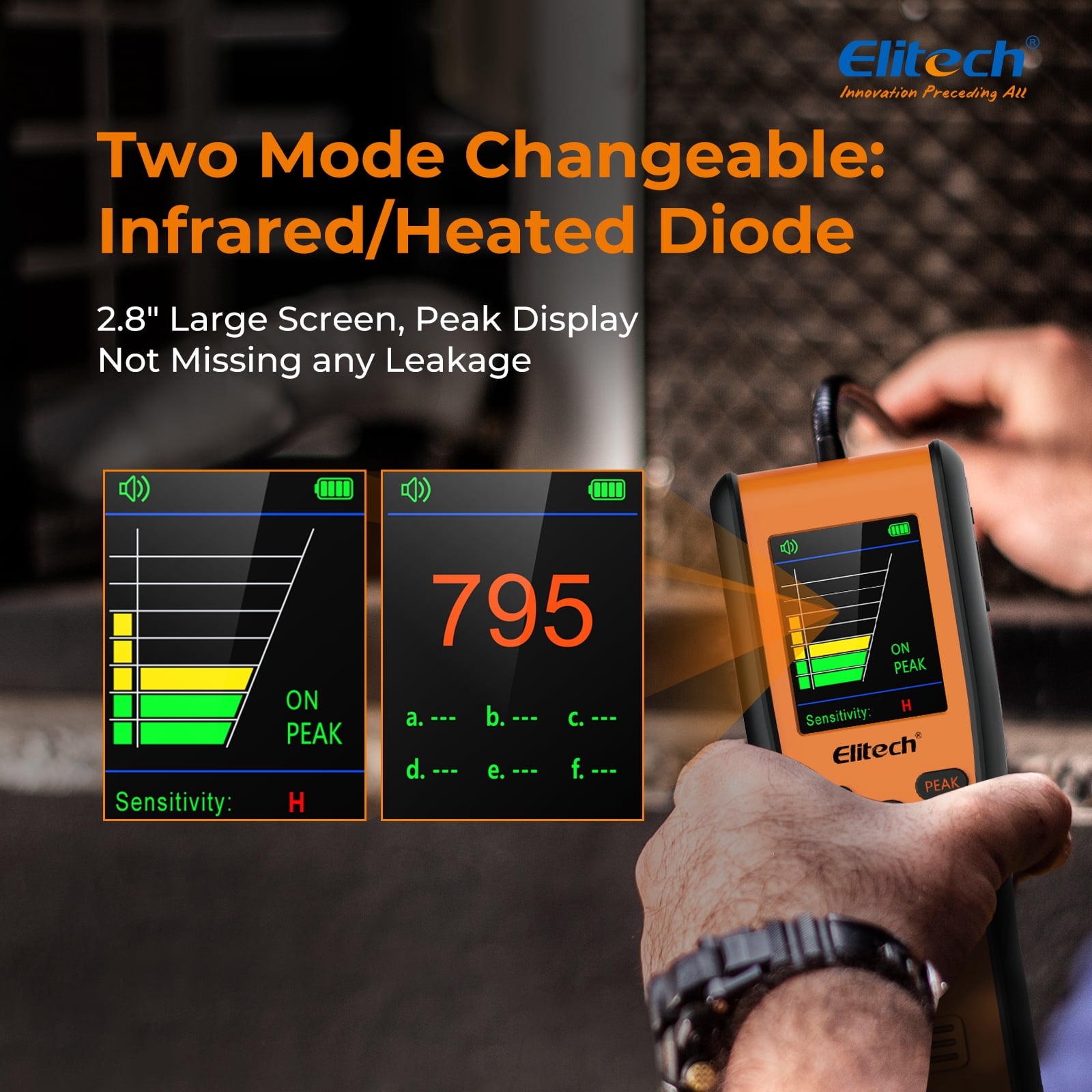 Elitech IR-200 Infrared & Heated Diode Refrigerant Leak Detector for Air Conditioner and Automotive Repair