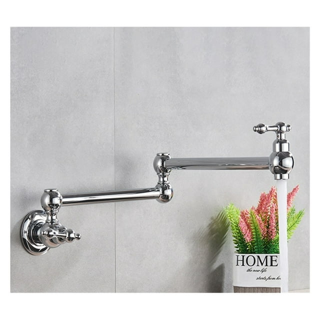 Foldable Kitchen Faucet Single Cold Single Hole Sink Tap Rotate Folding Spout Brass Pot Filler Tap Wall Mounted ,Easy to Install