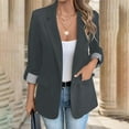 thumbnail image 2 of HomeDM Womens Work Office Blazers, Open Front One Button Long Sleeve Lapel Jackets Suit Blazer with Pockets, Dark Gray, 2 of 8