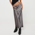 thumbnail image 6 of VUPSGEZ Skater Skirt Features Elastic Waist Band Women'S Long Skirt High Waisted Drawstring Solid Color Skirt Women’S Pleated Maxi Skirt(Gray,M), 6 of 9