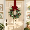 thumbnail image 6 of XJGHHSY 4 Pcs 10.6" Mini Eucalyptus Wreath with Buffalo Plaid Bow,Small Greenery Wreath for Cabinet,Candle Holder & Farmhouse Decor,Rose Red, 6 of 8