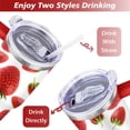 thumbnail image 5 of 40oz Cute Red Strawberry Stainless Steel Flip Straw Tumbler Spill Proof Travel Cup Double Wall Vacuum Insulated Coffee Mug with Top Handle, 5 of 6