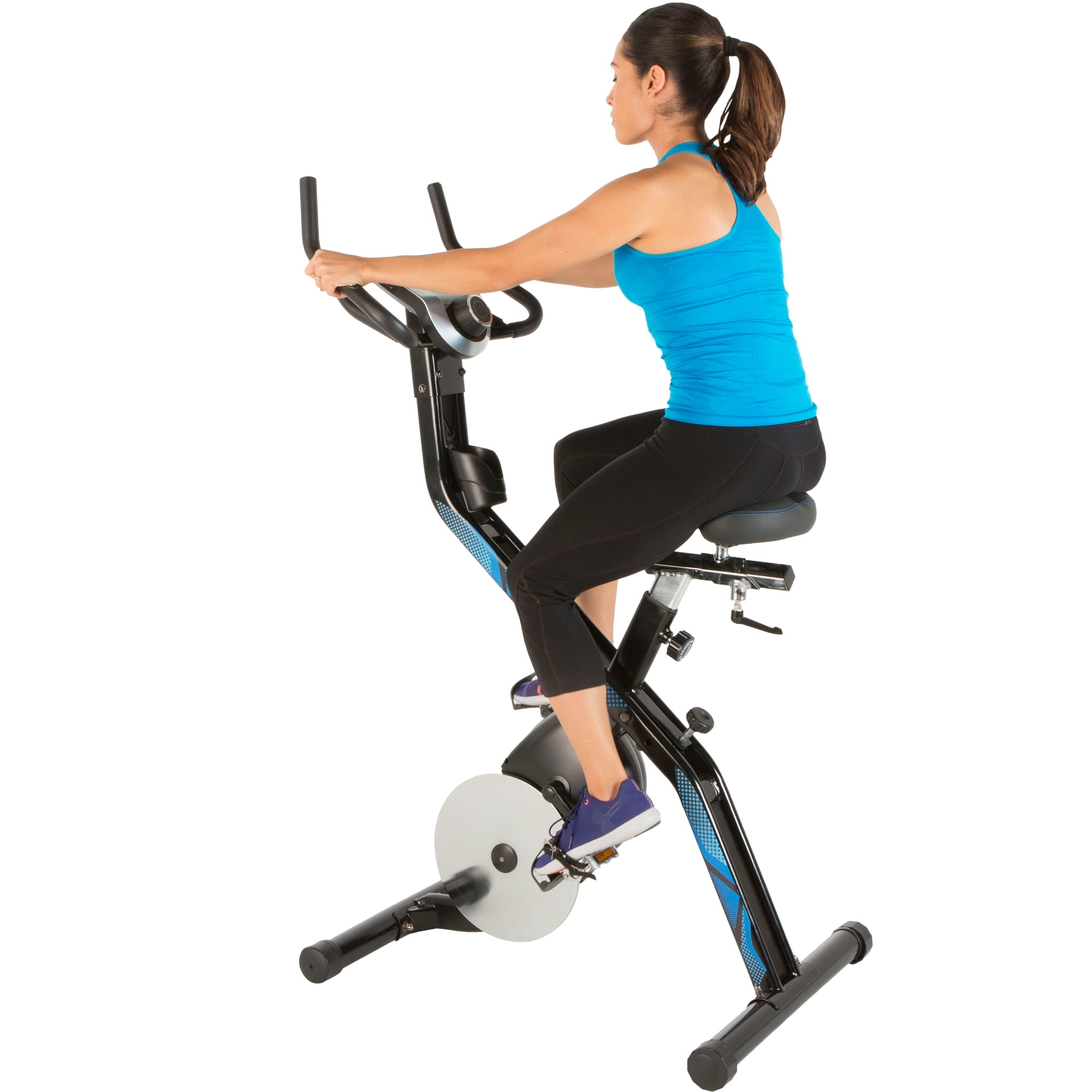 EXERPEUTIC Flywheel 100 Bluetooth Smart Technology Foldable Folding Indoor Cycling Exercise Bike with Free MyCloudFitness App
