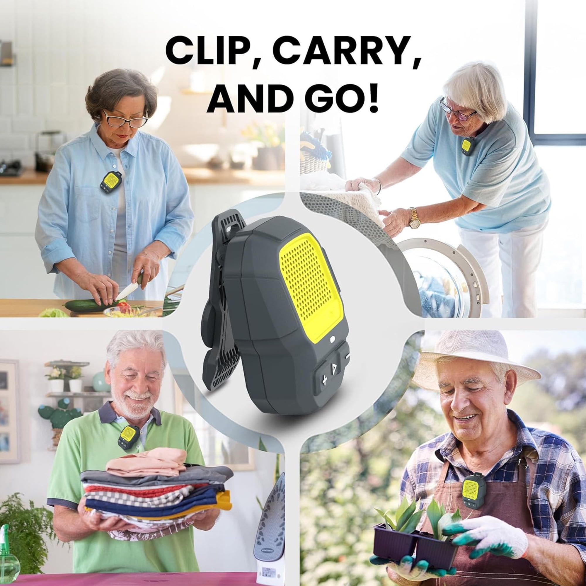 Wearable Bluetooth Speaker, Clip-On Bluetooth Speaker with Magnetic, Portable Speaker with Mic, IP67 Waterproof Speaker, Clip Speaker Built-in Mic for Outdoors/Bike/Running/Family