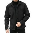 thumbnail image 3 of Txeol Black Button Down Jackets for Men Long Sleeve Lapel Trench Coat Winter Soft Warm Solid Color Shackets,XXL, 3 of 10