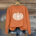 thumbnail image 2 of Arlun,Halloween Chandails en Molleton Citrouille 2025 Mode Automne Femmes Grande Taille Chandails à Lettres Imprimées Hauts Coupe Ample Confortables Col Rond Manches Longues Manteau Hauts Sans Capuche Orange G, 2 of 3