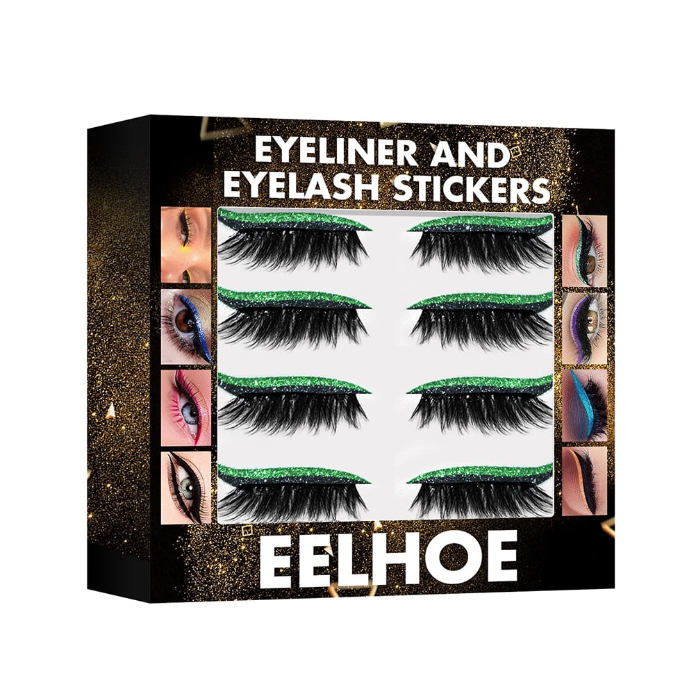 4 Pairs 2 in 1 Reusable Eyeliner and Eyelash Stickers Makeup Eyeliner