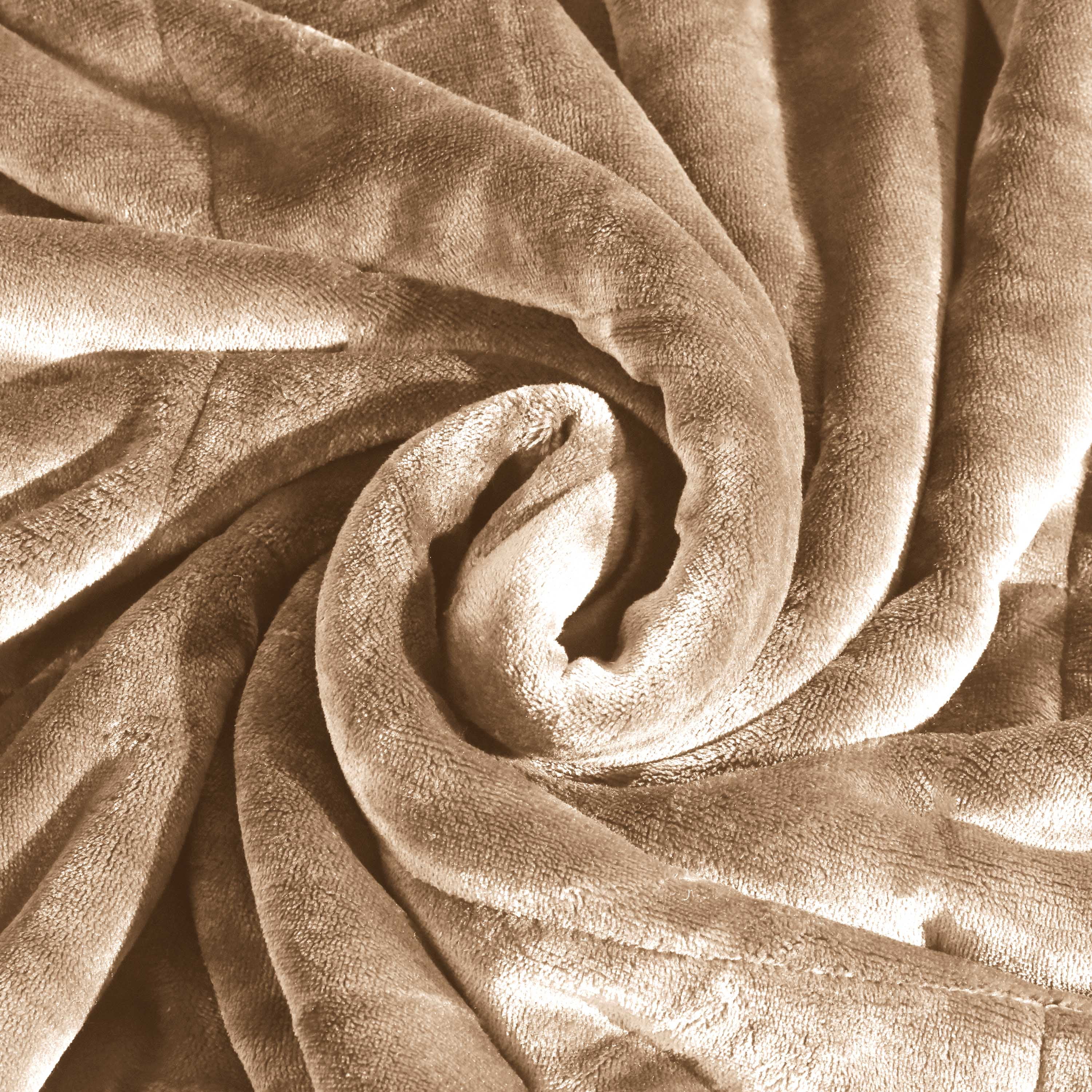 Vellux Plush Quilted Blanket, Queen, Beige