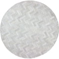 thumbnail image 2 of Round Cowhide Leather Area Rug 9×9 ft – Modern Geometric Patchwork Carpet, Soft Durable Western Style Rug for Bedroom, Living Room, Farmhouse & Home Decor (Grey), 2 of 5