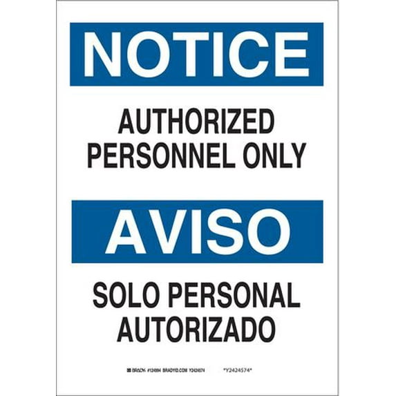 BRADY 39512 Notice Sign, 20 x 14In, BL and BK/WHT, Text