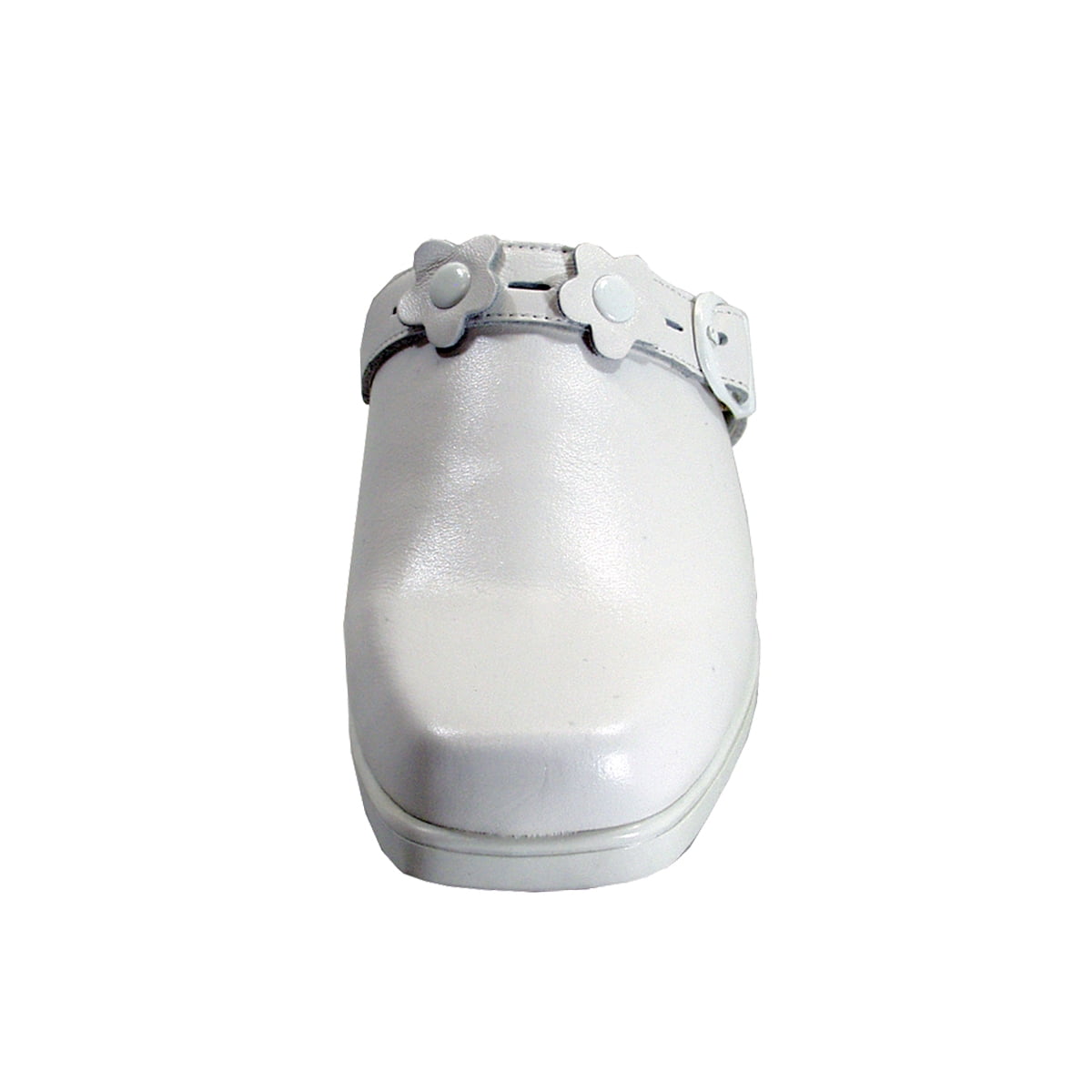 24 HOUR COMFORT Loren Women's Wide Width Leather Clogs WHITE 5.5