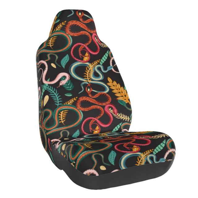 Wukai Snake And Flower Full Set Car Seat Covers with Soft Padding Universal Auto Front Seats Protector and Cushion Mat