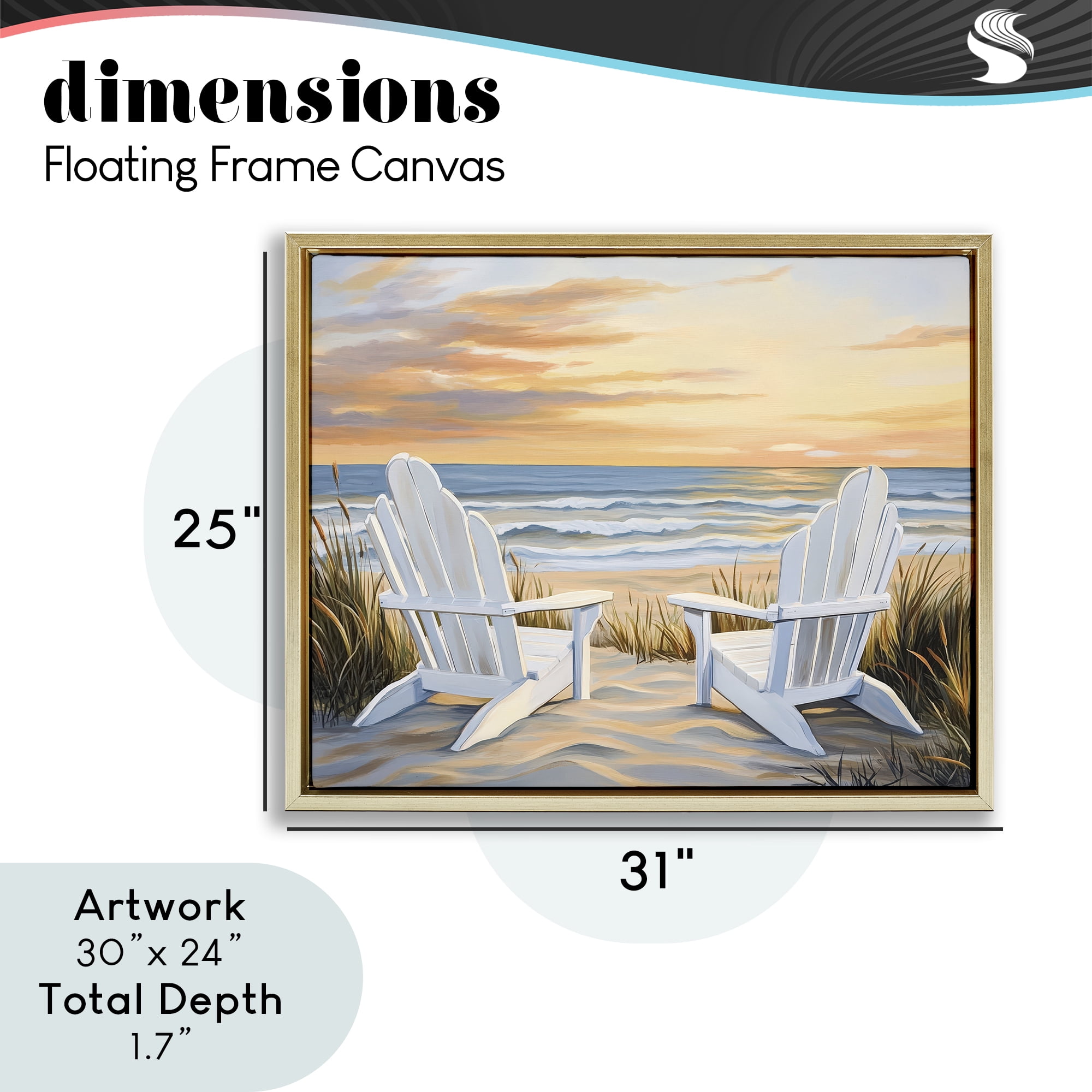 Stupell Industries Wave Watching Spot at Sunset Gold Framed Floater Canvas Wall Art, design by Petal Prints Design