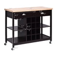 thumbnail image 2 of Costway Rolling Kitchen Island Bar Storage Serving Cart With Drawers and Wine Rack Brown, 2 of 10