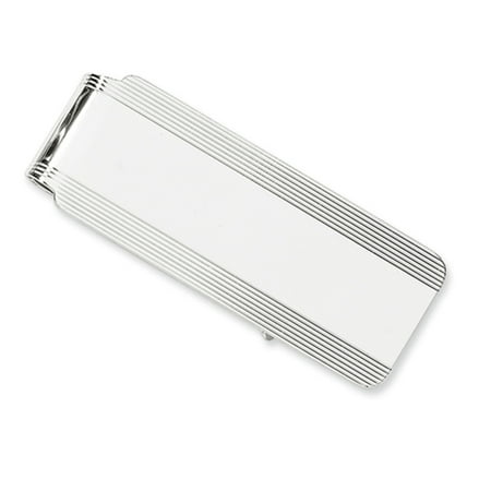 White Gold Monkey - Men's 14k White Gold Striped Edge Fold-Over Money Clip