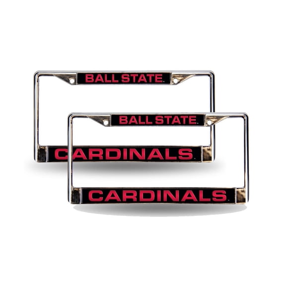 Ball State Cardinals Chrome Metal Laser License Plate Frame - Set of 2 Frames