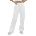 thumbnail image 5 of Resicozy Women's High Waisted Straight Leg Sweatpant Comfy Drawstring Workout Solid Sweat Pants with Pocket Fashion Casual Pant White S, 5 of 6