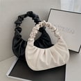 thumbnail image 1 of Chic Solid Color Hobo Bag: Ruched Design, Polyester Lined, Magnetic Closure - Elegant & Versatile for Every Occasion, 1 of 6
