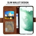 thumbnail image 3 of Compatible with Samsung Galaxy S22 5G Wallet Case and Tempered Glass Screen Protector Lanyard Leather Flip Card Holder Stand Wrist Strap Cell Phone Cover for Gaxaly S 22 22S G5 Women Men Brown, 3 of 15
