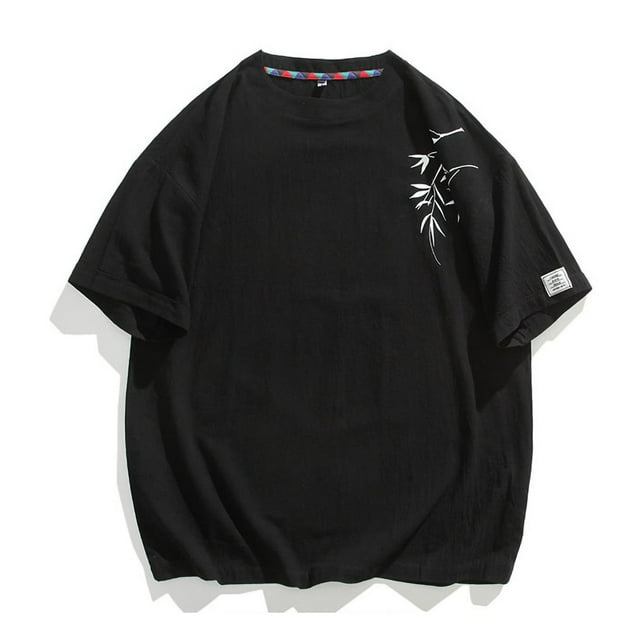 Tops para hombre, blusas y camisas de manga corta con cuello redondo para hombre. Camiseta/camisa holgada de lino con cuello redondo y manga corta estampada para hombre. Tops para hombre.
