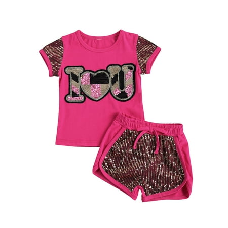 

Binpure Children Two Piece Set Baby Sequins Color Matching Shirt Infant s Short