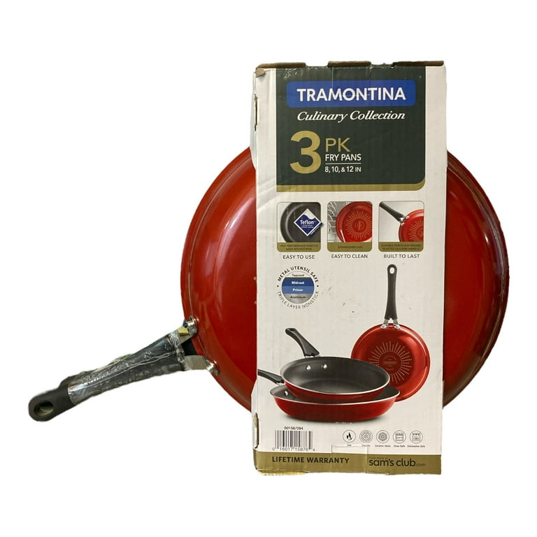 Tramontina 3 Pk Fry Pans - Metallic Red, 80156/102DS