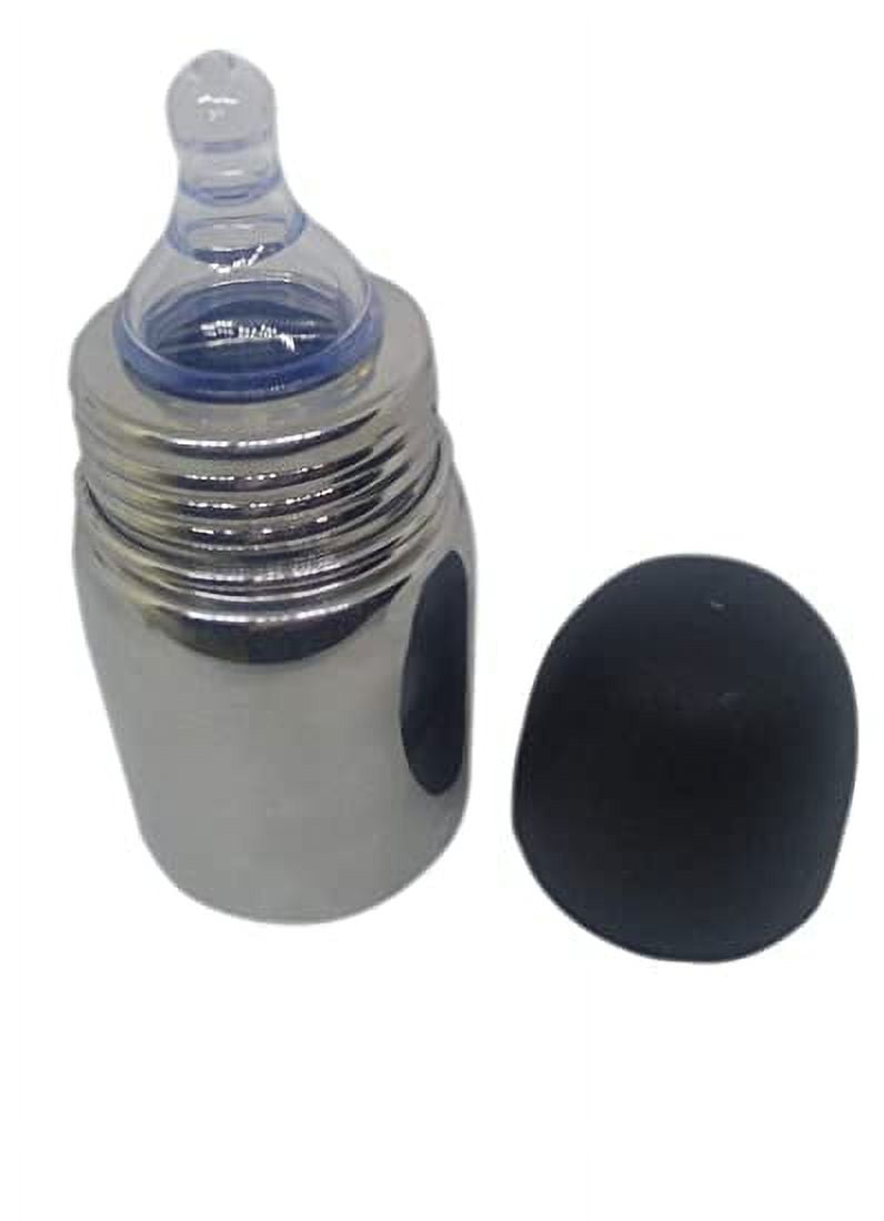 SynSpiritStore Stainless Steel Baby Milk Bottle with Black Cap