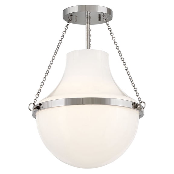 46891PN Hinkley Lighting Collins - 12W 1 LED Medium Semi-Flush Mount-18.25 Inch Tall and 15 Inch Wide-Polished Nickel Finish
