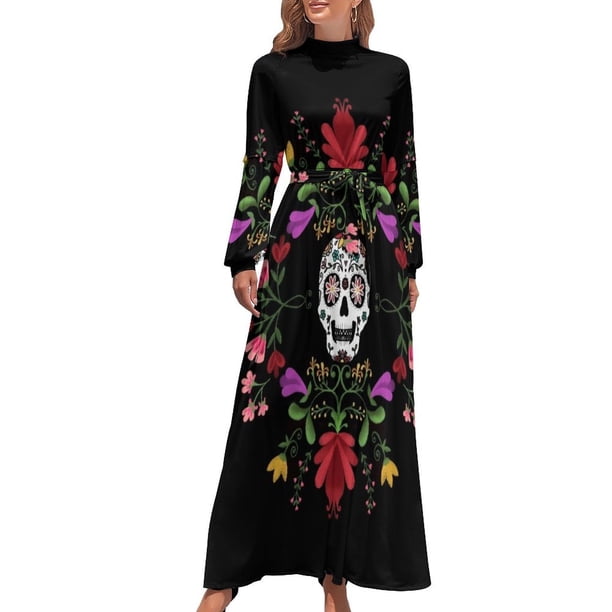 Vestido largo de calavera de azúcar Falda de verano Vestido largo de verano para mujer Vestido para embarazadas