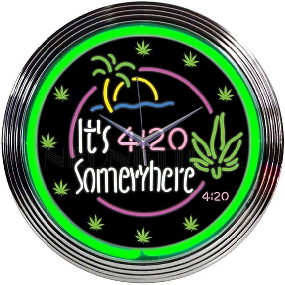 Its 420 Somewhere Neon Clock
