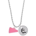 thumbnail image 1 of Delight Jewelry Acrylic 3/4" Hot Pink Megaphone Silvertone Script Initial Disc - Q - Charm Necklace, 20"+3", 1 of 4