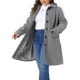 thumbnail image 5 of Agnes Orinda Women's Plus Size St. Patrick's Day Coat Solid Single Breasted Long Fall Winter Outerwear with Pockets 2X Gray, 5 of 7