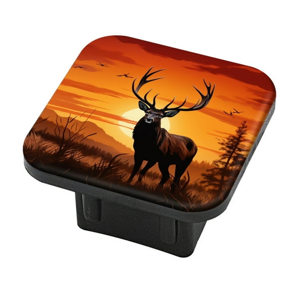 Hitch Cover Fits For 2-Inch Hitch,Stag Stands In The Foreground Against Orange Sunset Skyrubber Trailer Hitch Cover Tube Plug Insert,Car Exterior Accessories, Receiver Tube Hitch Plug
