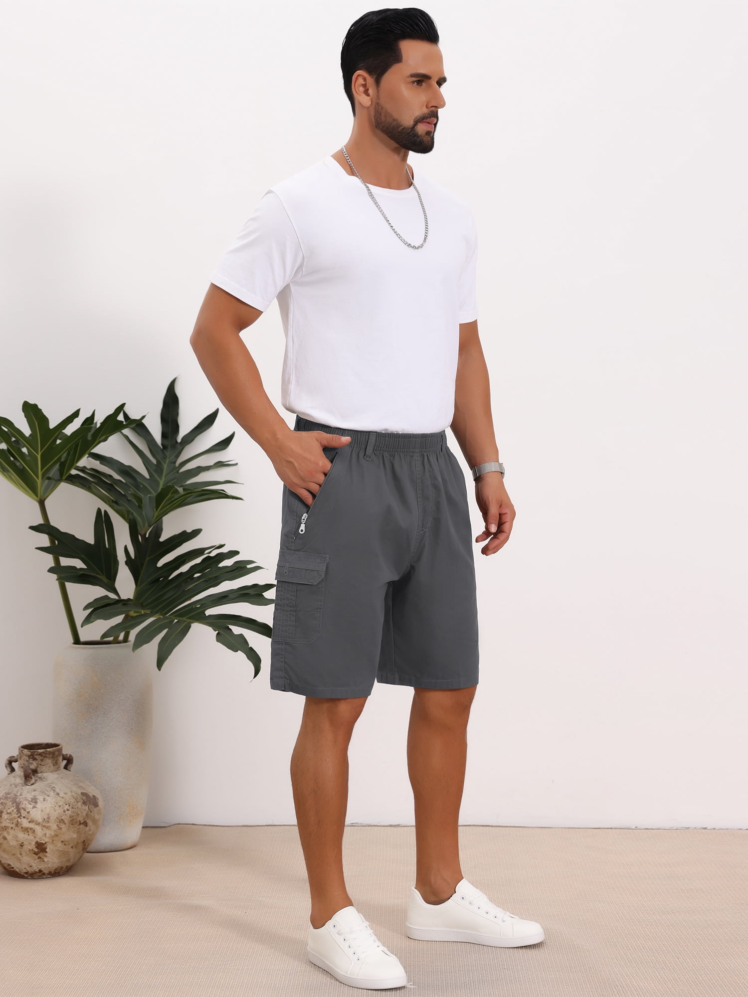 DARING DIVA Men's Cargo Shorts Cotton Zipper Pockets Hiking Short Pants 28 Dark Gray