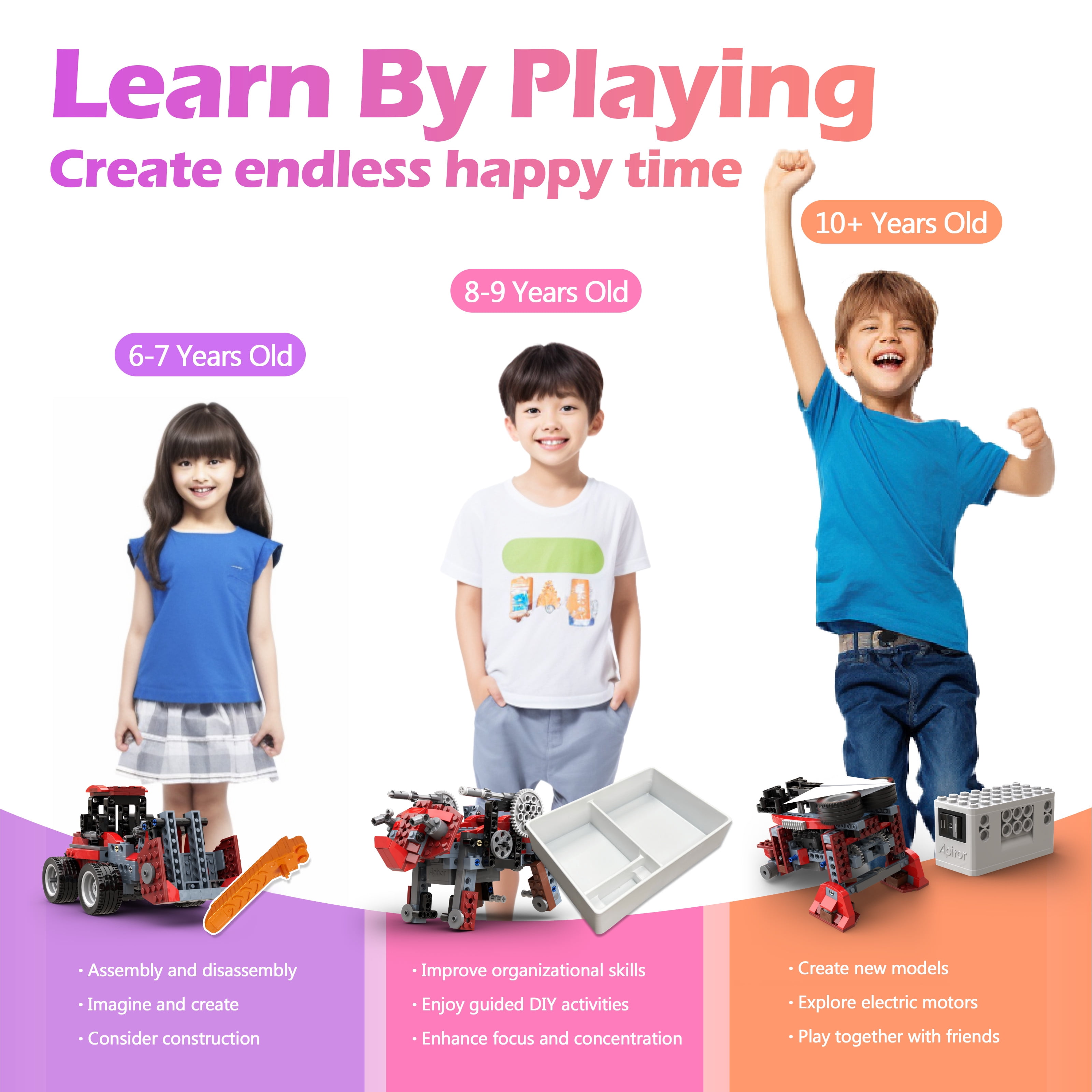 Apitor Robot B STEM Toys 8 in 1 Electric Monster Truck Car Building Kit Educational 240 Pieces for Kids 6-12 Years Old