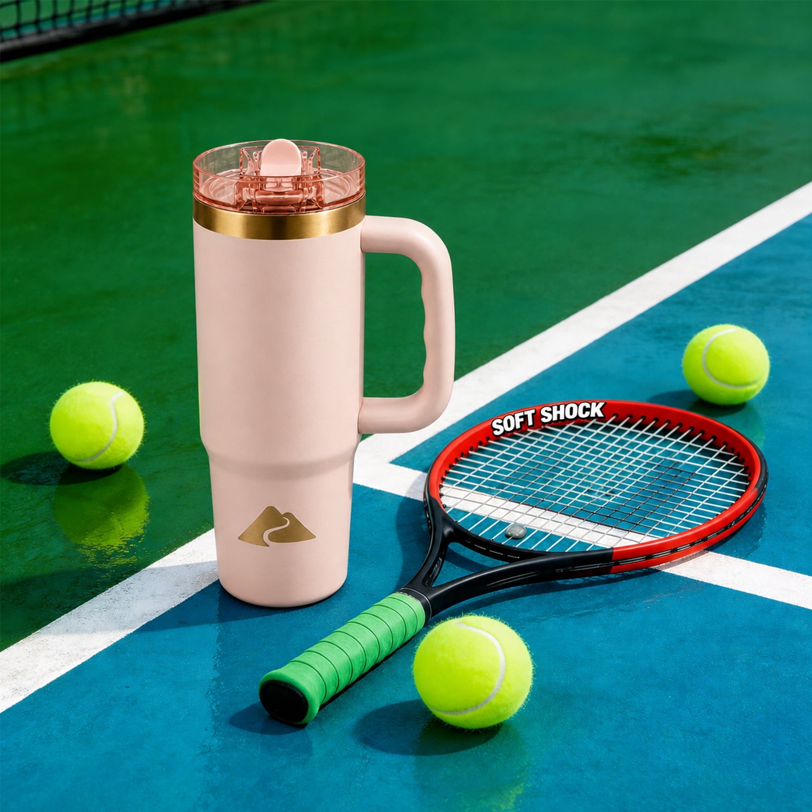 Ozark Trail 30 oz Stainless Steel Insulated Tumbler with Handle, Frosted Peach