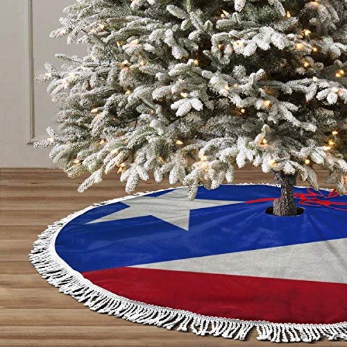 Falda para árbol de Navidad GHYGTY bandera de Puerto Rico 122 cm con borla