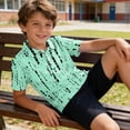 thumbnail image 2 of Abcomgle Kids Uniform Shirts for Boys Short Sleeve Pique Polo Shirts Button Closure Striped School Uniform Comfortable Collared Dress Shirts for Boys, 2 of 6