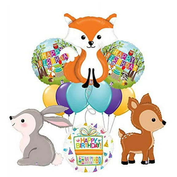 Mayflower Products Woodland Creatures Birthday Party Supplies Fox and Friends Balloon Bouquet Decorations